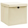 Boîtes de rangement avec couvercles 10 pcs 28x28x28 cm Crème 