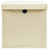 Boîtes de rangement avec couvercles 10 pcs 28x28x28 cm Crème 