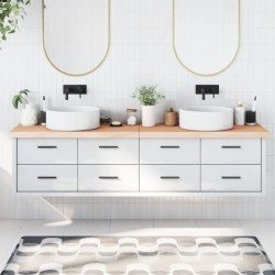 Comptoir de salle de bain 200x50x(2-6)cm bois massif non traité 