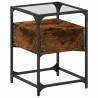 Table de chevet chêne fumé 40x40x55 cm bois d'ingénierie 