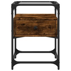 Table de chevet chêne fumé 40x40x55 cm bois d'ingénierie 