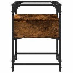 Table de chevet chêne fumé 40x40x55 cm bois d'ingénierie 