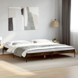 Cadre de lit sans matelas chêne fumé 200x200 cm 