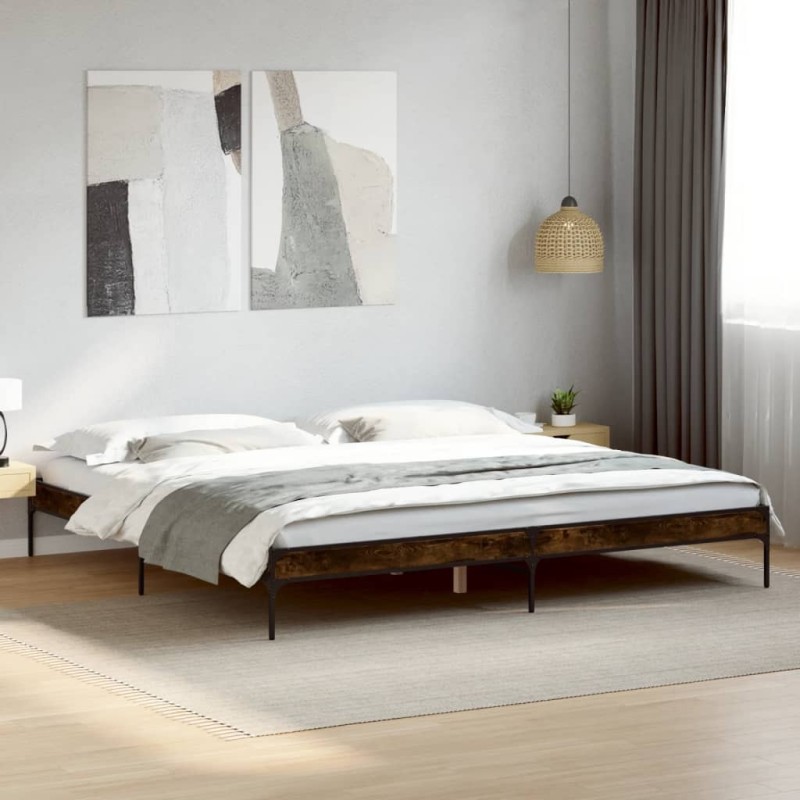 Cadre de lit sans matelas chêne fumé 200x200 cm 