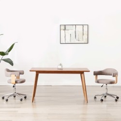 Chaise pivotante à manger Taupe Bois courbé et tissu 