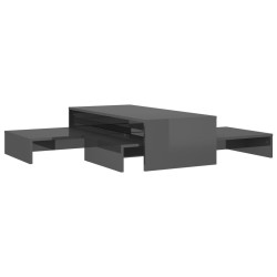 Ensemble de tables basses gigognes gris brillant 100x100x26,5cm 