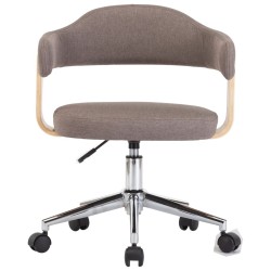 Chaise pivotante de bureau Taupe Bois courbé et tissu 