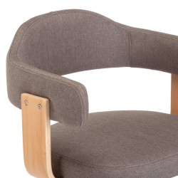Chaise pivotante de bureau Taupe Bois courbé et tissu 
