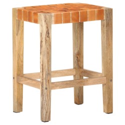 Tabourets de bar lot de 2 marron cuir véritable 60 cm 
