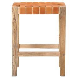 Tabourets de bar lot de 2 marron cuir véritable 60 cm 