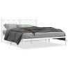 Cadre de lit métal sans matelas et tête de lit blanc 160x200 cm 