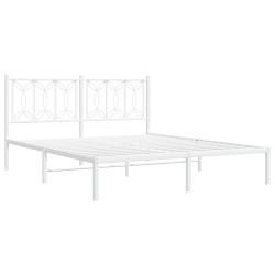 Cadre de lit métal sans matelas et tête de lit blanc 160x200 cm 