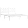 Cadre de lit métal sans matelas et tête de lit blanc 160x200 cm 