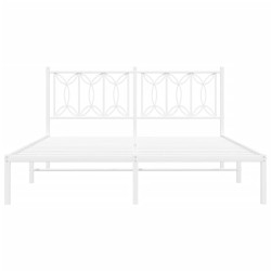 Cadre de lit métal sans matelas et tête de lit blanc 160x200 cm 