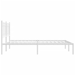 Cadre de lit métal sans matelas et tête de lit blanc 160x200 cm 