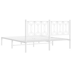 Cadre de lit métal sans matelas et tête de lit blanc 160x200 cm 