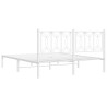 Cadre de lit métal sans matelas et tête de lit blanc 160x200 cm 