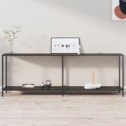 Table console Noir 220x35x75,5 cm Verre trempé 