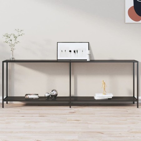 Table console Noir 220x35x75,5 cm Verre trempé 