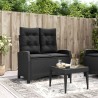 Banc inclinable de jardin avec coussins noir résine tressée 