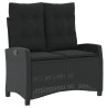 Banc inclinable de jardin avec coussins noir résine tressée 