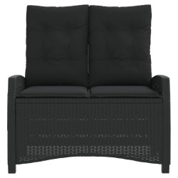 Banc inclinable de jardin avec coussins noir résine tressée 