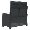 Banc inclinable de jardin avec coussins noir résine tressée 