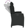 Banc inclinable de jardin avec coussins noir résine tressée 