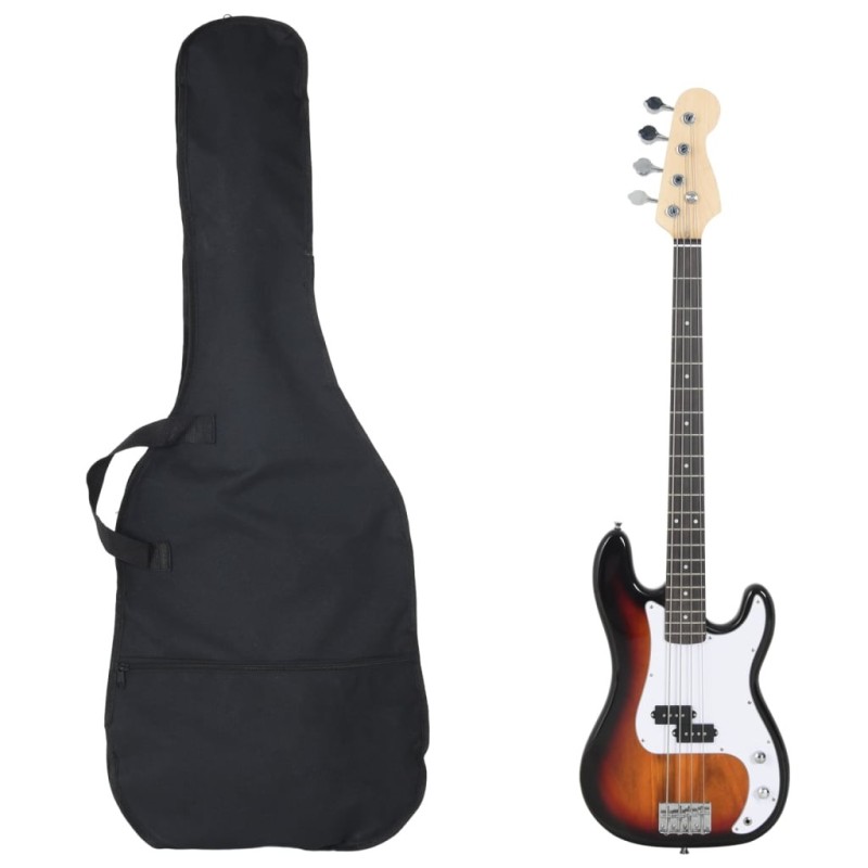 Guitare basse électrique de débutants sac brun et blanc 4/4 46" 