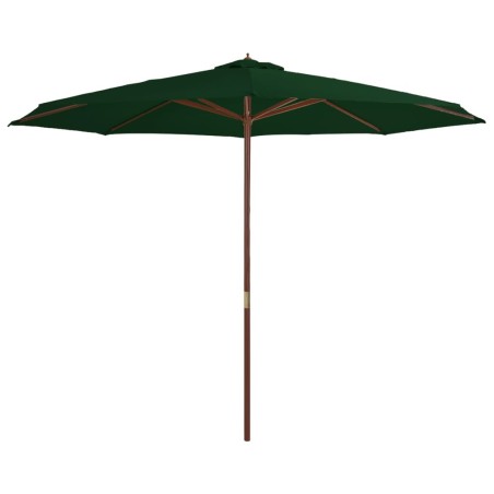 Parasol d'extérieur avec mât en bois 350 cm Vert 