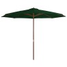 Parasol d'extérieur avec mât en bois 350 cm Vert 