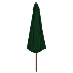 Parasol d'extérieur avec mât en bois 350 cm Vert 