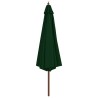 Parasol d'extérieur avec mât en bois 350 cm Vert 