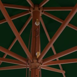 Parasol d'extérieur avec mât en bois 350 cm Vert 