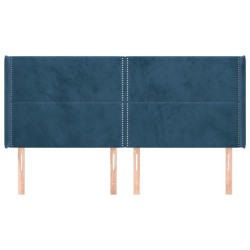 Tête de lit avec oreilles Bleu foncé 163x16x118/128 cm Velours 
