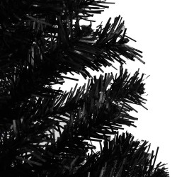 Arbre de Noël artificiel pré-éclairé et boules noir 150 cm PVC 