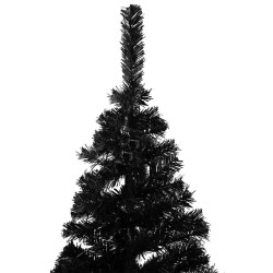 Arbre de Noël artificiel pré-éclairé et boules noir 150 cm PVC 