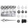 Arbre de Noël artificiel pré-éclairé et boules noir 150 cm PVC 