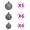 Arbre de Noël artificiel pré-éclairé et boules noir 150 cm PVC 