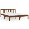 Cadre de lit sans matelas marron miel bois massif 135x190 cm 