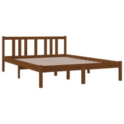 Cadre de lit sans matelas marron miel bois massif 135x190 cm 