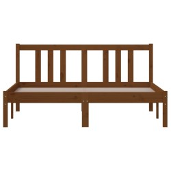 Cadre de lit sans matelas marron miel bois massif 135x190 cm 