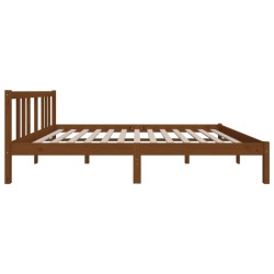 Cadre de lit sans matelas marron miel bois massif 135x190 cm 