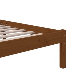 Cadre de lit sans matelas marron miel bois massif 135x190 cm 