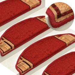 Tapis d'escalier autoadhésifs 10 pcs 65x21x4 cm Rouge 