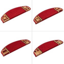 Tapis d'escalier autoadhésifs 10 pcs 65x21x4 cm Rouge 