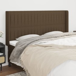 Tête de lit avec oreilles Marron foncé 183x16x118/128 cm Tissu 