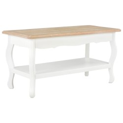 Table basse Blanc et marron 87,5x42x44 cm Bois de pin massif 