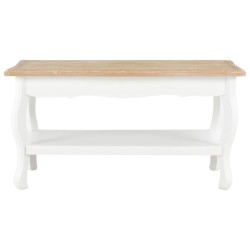 Table basse Blanc et marron 87,5x42x44 cm Bois de pin massif 