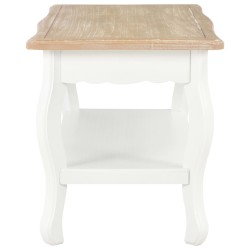 Table basse Blanc et marron 87,5x42x44 cm Bois de pin massif 